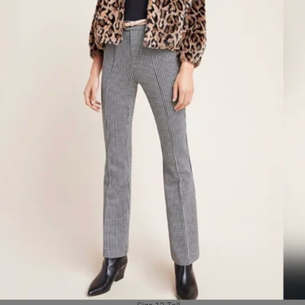 Anthropologie Houndstooth The Essential Trouser Black & White Houndstooth Size 6